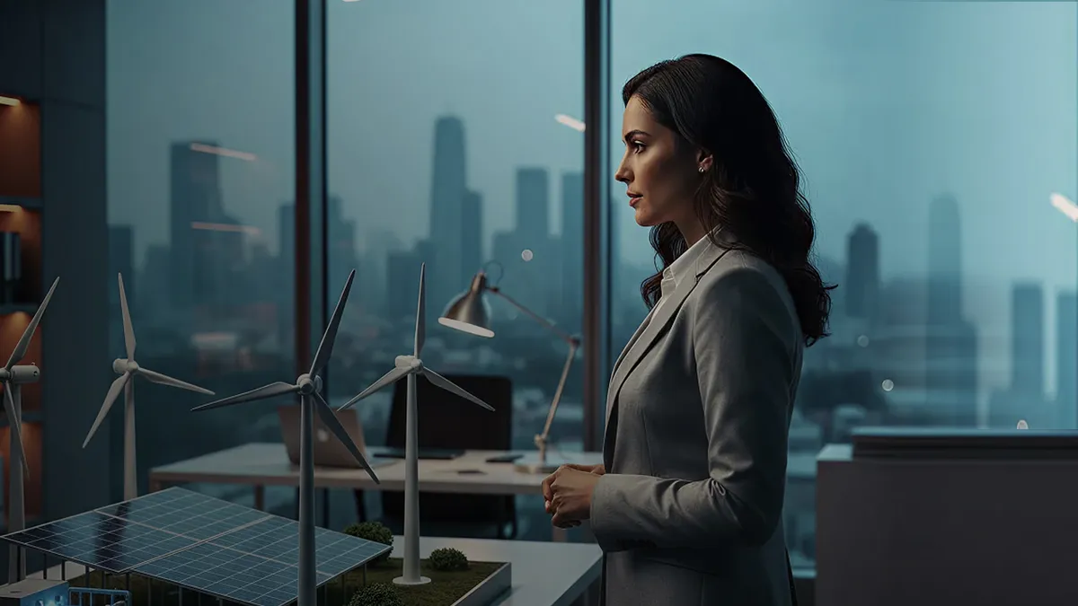 Profesional analizando datos climáticos y ambientales para diseñar estrategias de mitigación y adaptación al cambio climático.